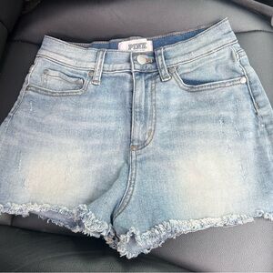 PINK Victoria's Secret Women's Denim Shorts - Light Blue